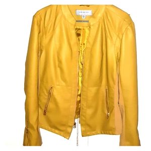 Yellow Vegan leather Jacket